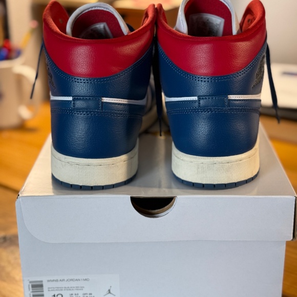 ALMOST NEW - WORN WMNS12/MNS10.5 - AIR JORDAN 1 MID RED/WHT/BLU - BOSTONRED SOX main image 14